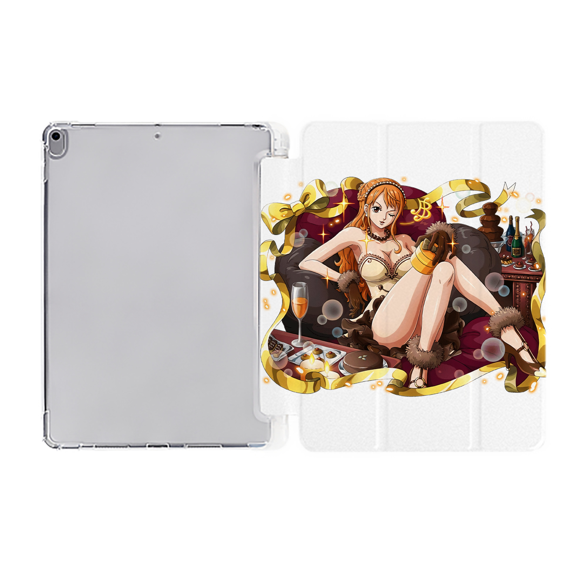 （画像用） ワンピース ナミ ONE PIECE Nami IPad ケース ペン収納付き 三つ折りスタンド PUレザー×シリコン 対応機種9.5/10.5/10.9インチ